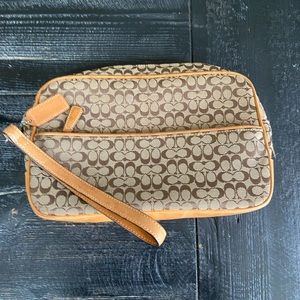 COACH genuine leather and canvas large clutch